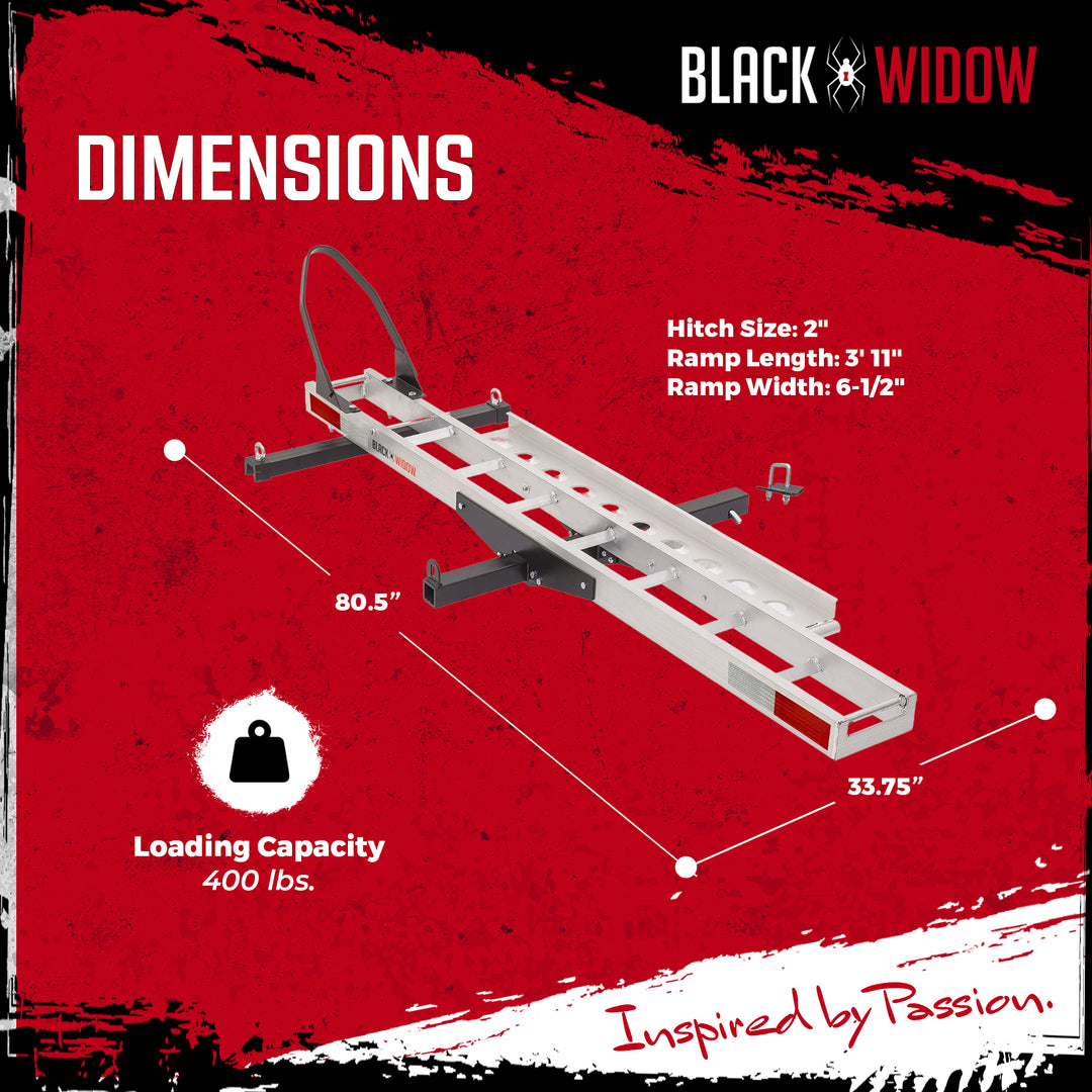 Black Widow Dirt Bike Carrier with Wheel Chock and 400 Pound Capacity, Silver