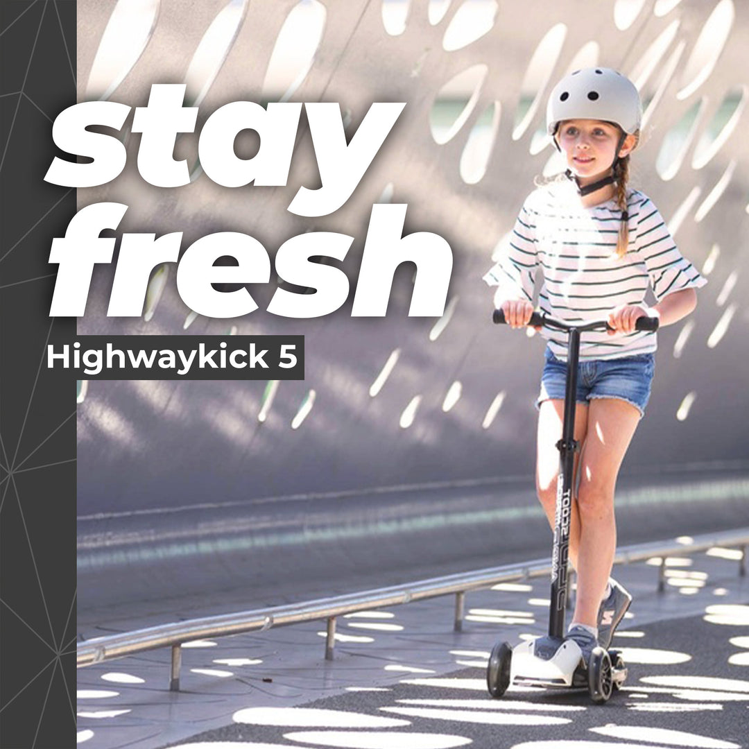 Scoot & Ride Highwaykick 5 Kids Adjustable Kick Scooter with LED Wheels, Ash - VMInnovations
