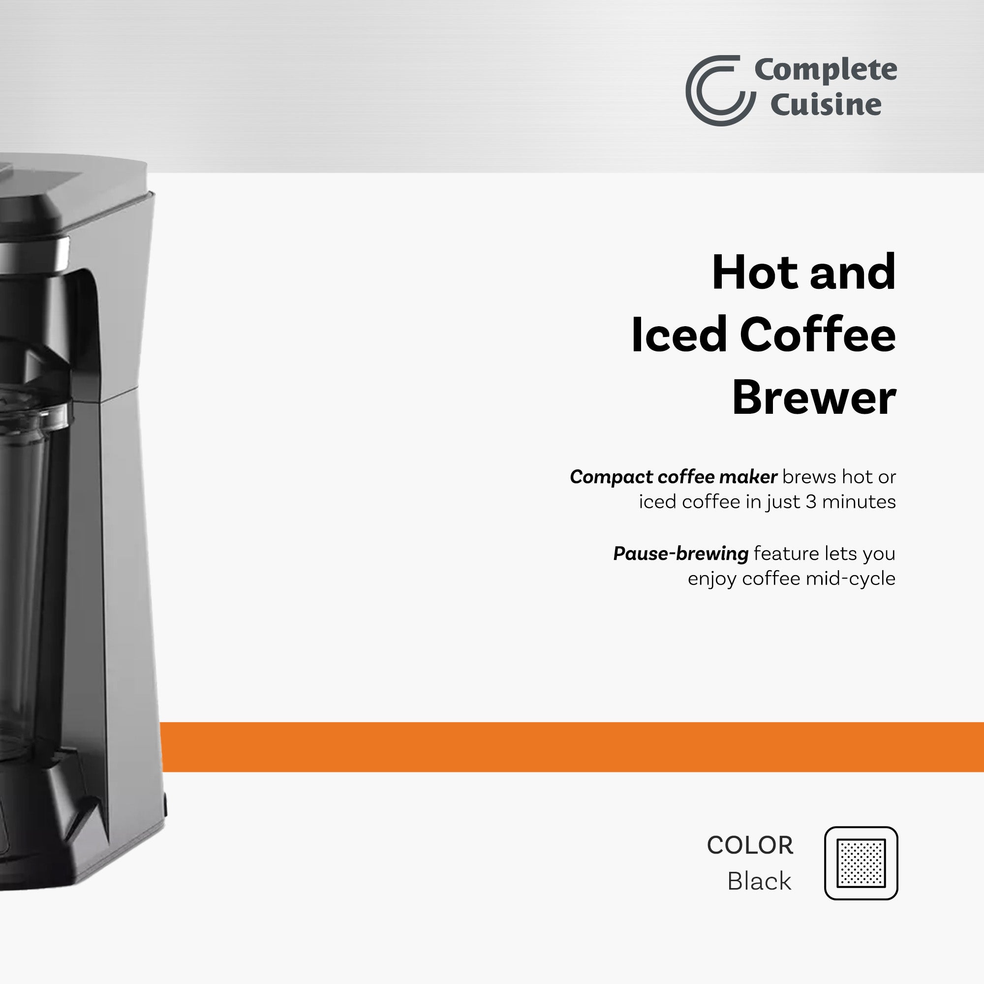 Complete Cuisine 4-in-1 Single Serve Coffee Maker, Hot and Iced Brewer, Black - VMInnovations