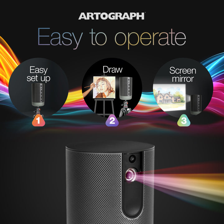 Artograph Smart LED Art Projector, Auto Focus Grids & Remote, Inspire 1500, Grey