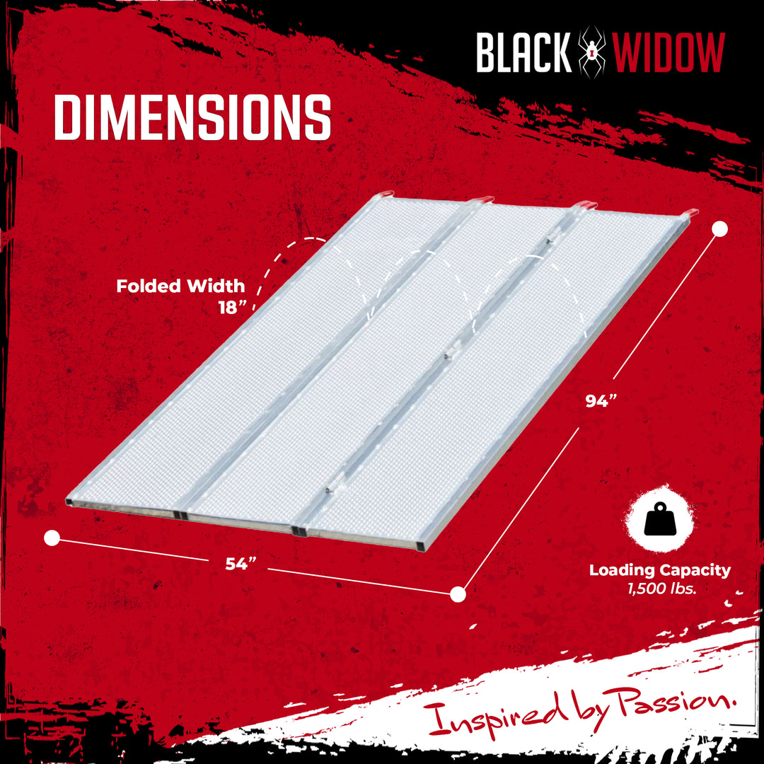 Black Widow 7’ 10” Punch Plate Wide ATV Ramp, 1500Lbs Capacity, Silver(Open Box)