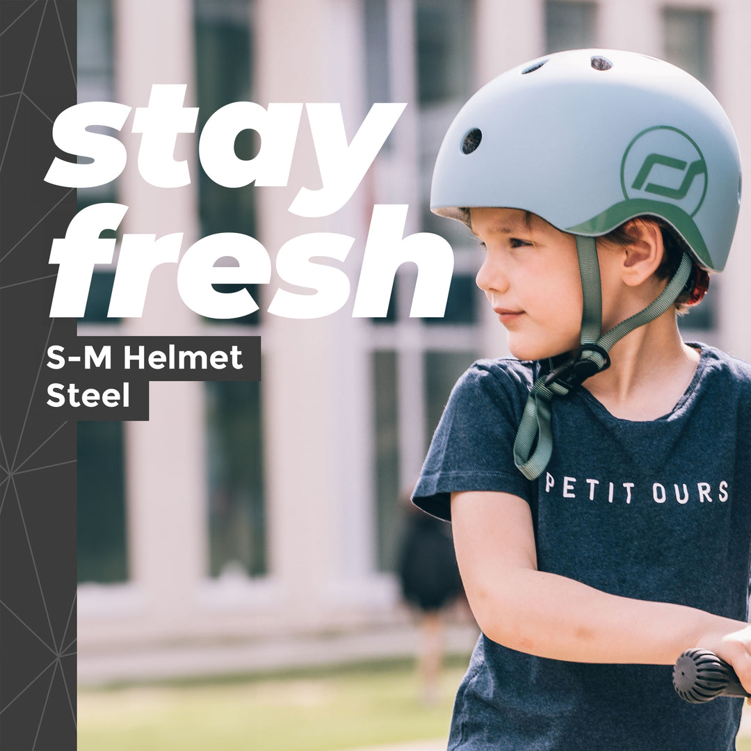 Scoot & Ride Toddler Kids Bike and Scooter Helmet with LED Light, S-M, Steel - VMInnovations