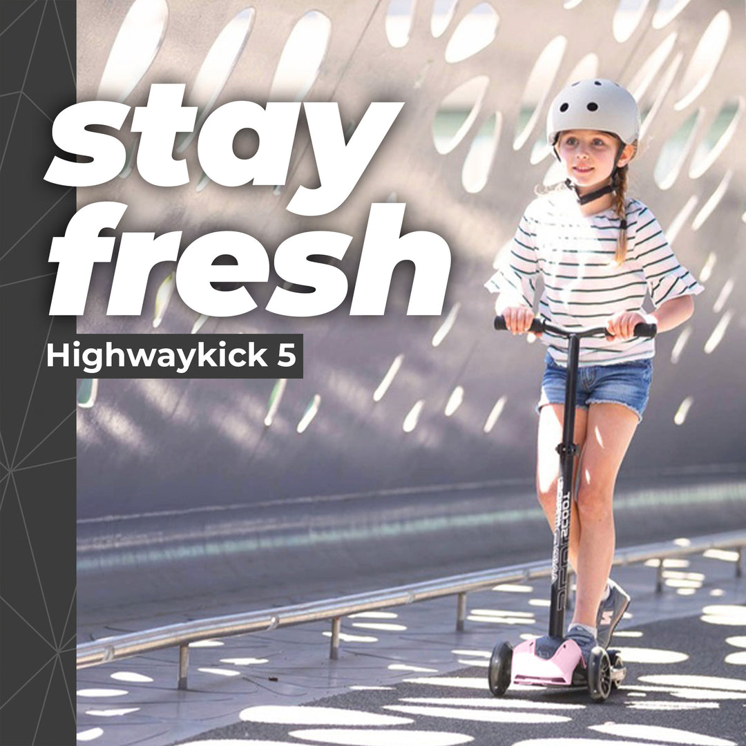 Scoot & Ride Highwaykick 5 Kid & Teen Adjustable Kick Scooter, LED Wheels, Rose - VMInnovations
