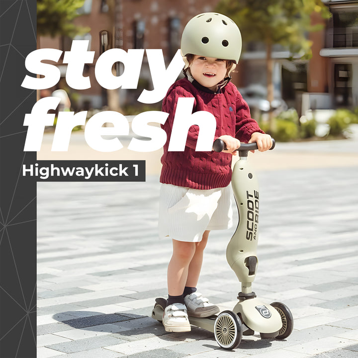 Scoot & Ride 2-in-1 Ride-On & Stand Kids Scooter, Ages 1-5, Highwaykick 1, Olive
