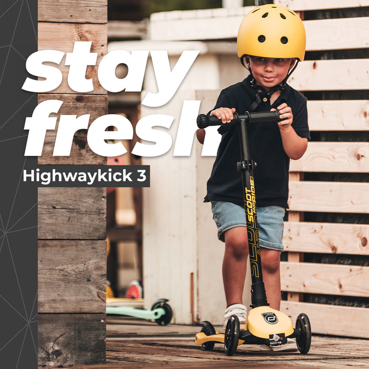 Scoot & Ride Stand-up Push Scooter for Children Ages 3-6, Highwaykick 3, Lemon