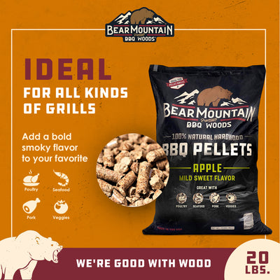 Bear Mountain BBQ Premium All-Natural Hardwood Apple Smoker Pellets, 20 Pounds - VMInnovations
