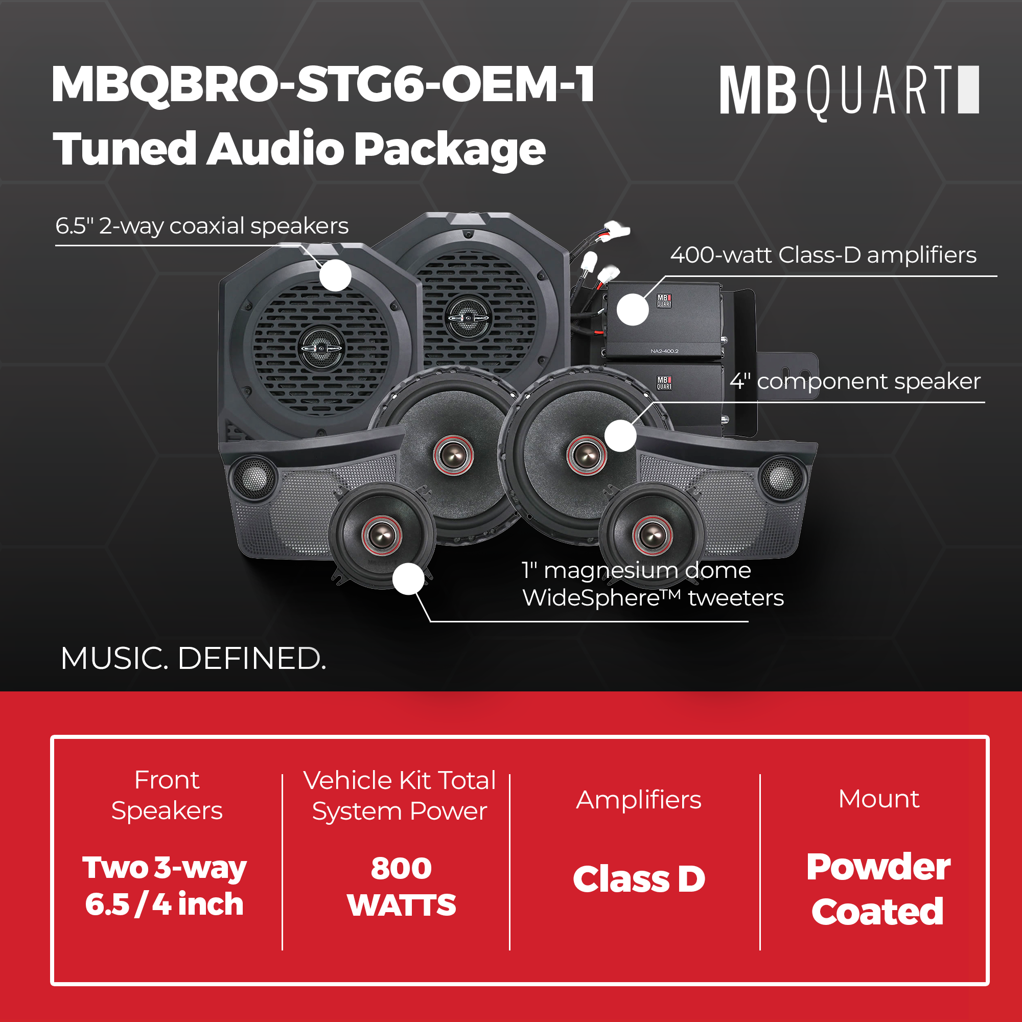 MB Quart Tuned Audio Package for 21-26 Ford Bronco, Stage 6 System, 800 Watt