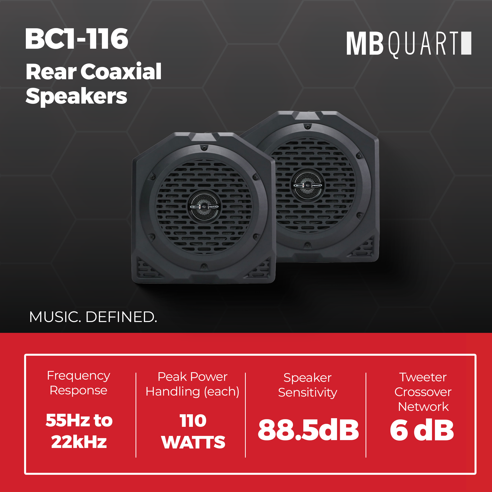 MB Quart Rear Coaxial Speakers Upgrade for 21-24 Ford Bronco, 6.5" Speaker Pods - VMInnovations
