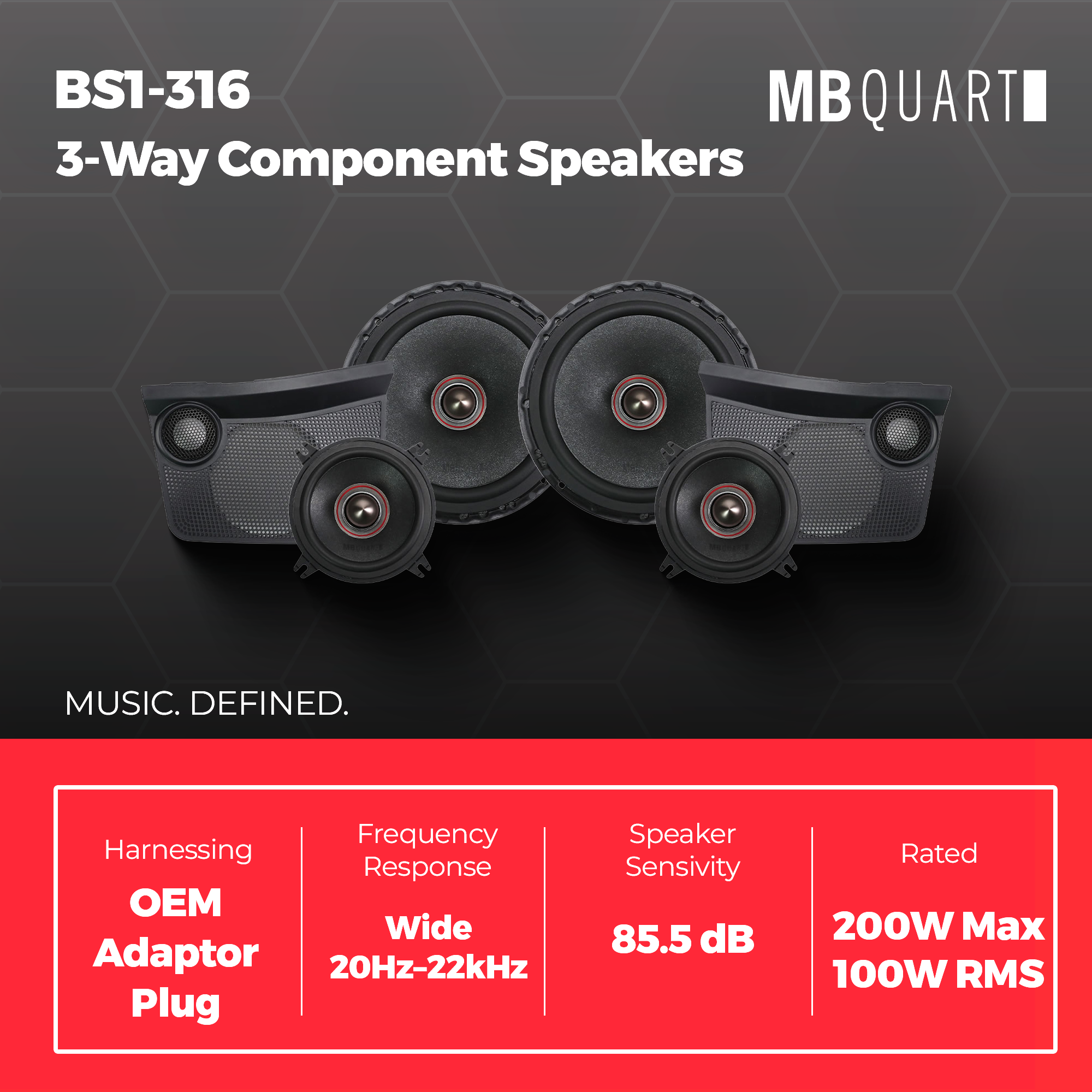 MB Quart Front Dash 3-Way Component Speakers Upgrade Kit for 21-24 Ford Bronco