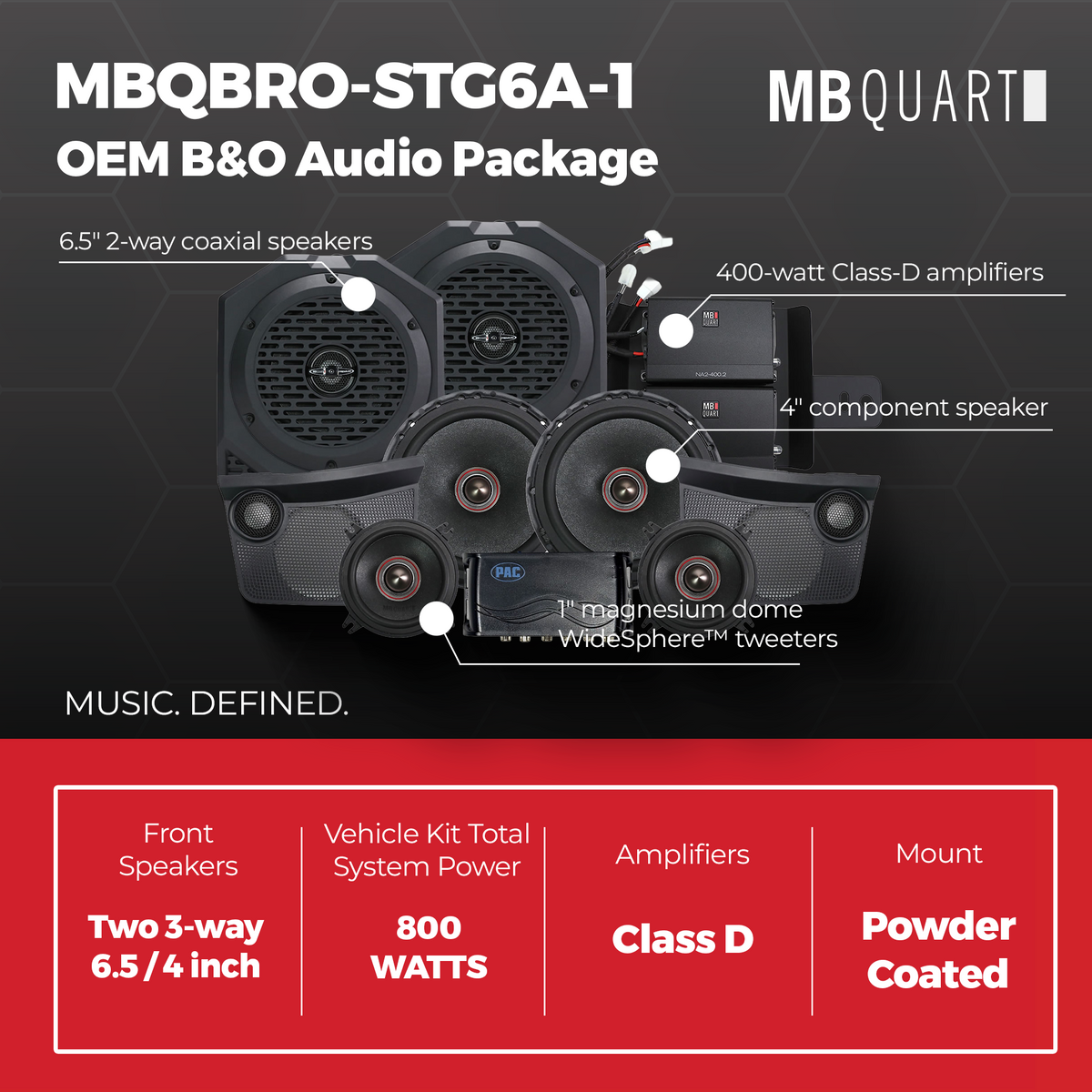 MB Quart Tuned Audio Package for 21-24 Ford Bronco, Stage 6 System, 800 Watt