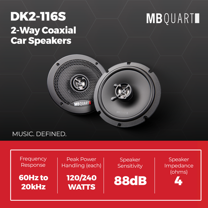 MB Quart DK2-116S Discus 6.5-Inch Shallow Mount 2-Way Coaxial Car Speakers