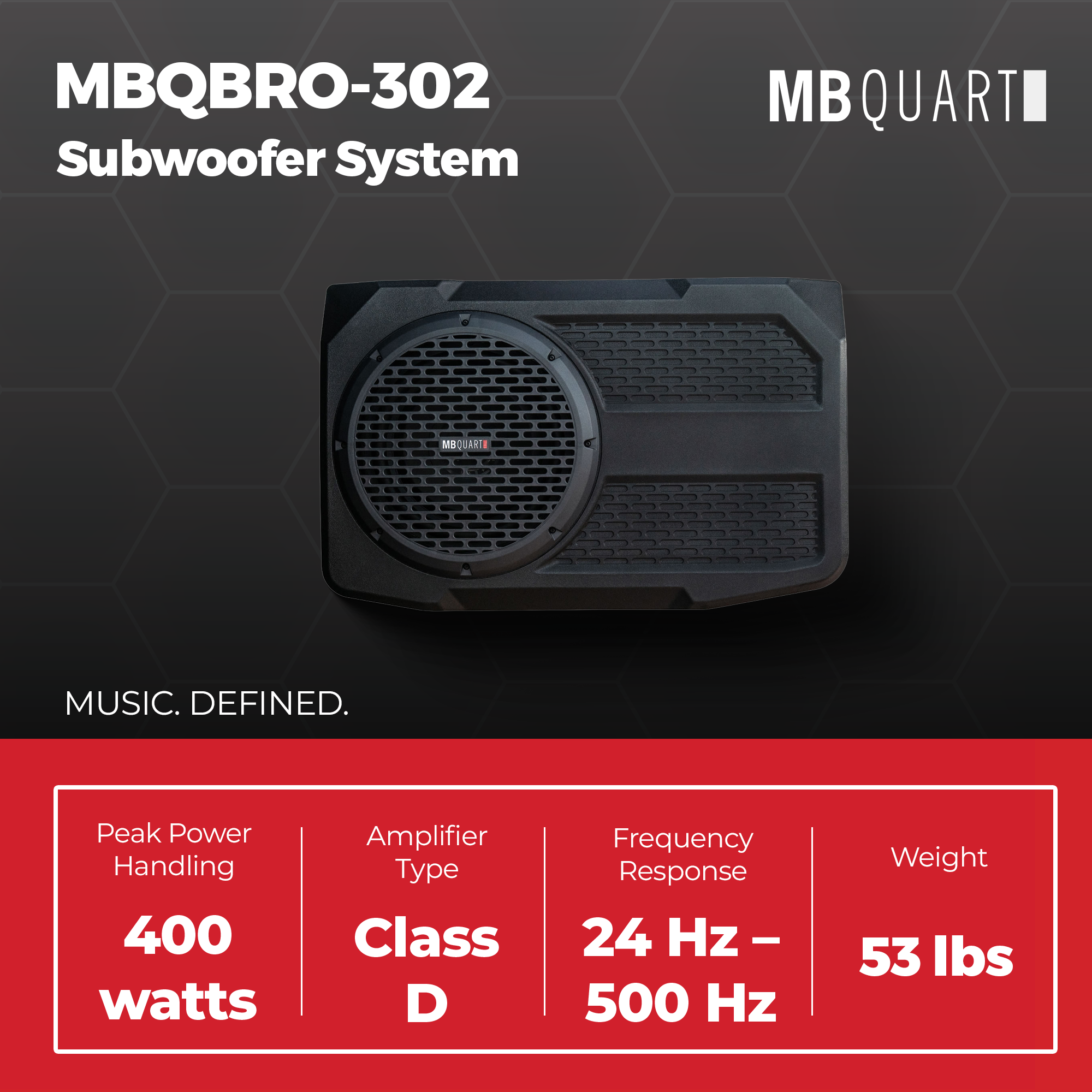 MB Quart 12" Tailgate Subwoofer System for 21-26 Ford Bronco, Tuned Audio, 400W