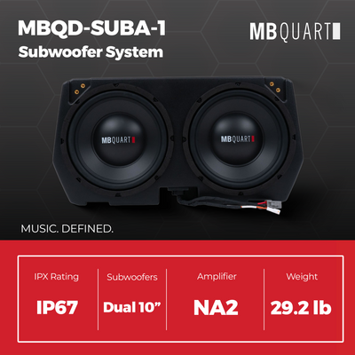 MB Quart Dual 10" Subwoofer System Upgrade for Can Am Defender 17-25, 400 Watts