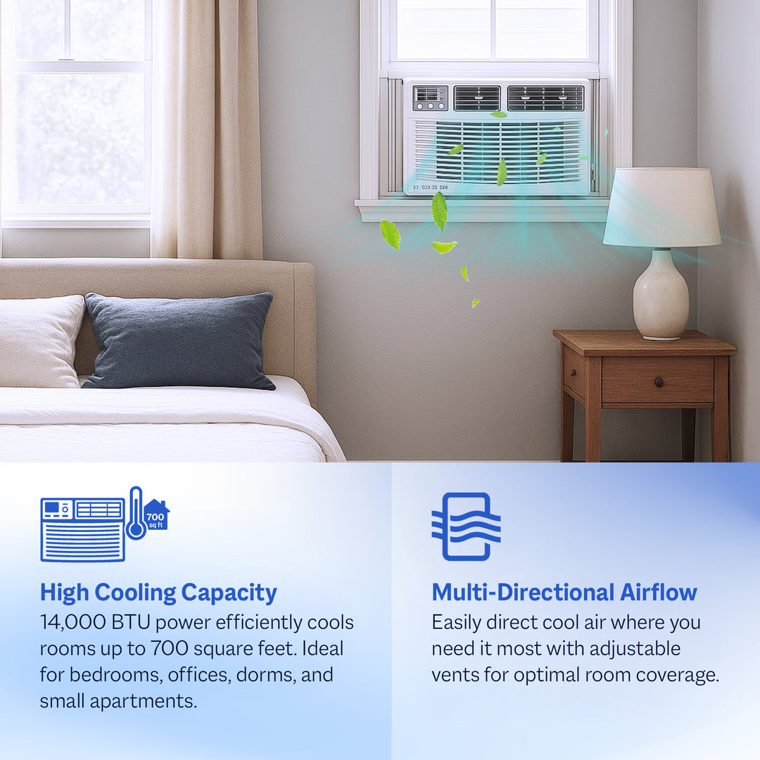 Cool-Living 14,000 BTU Window Mount Room Air Conditioner with Installation Kit