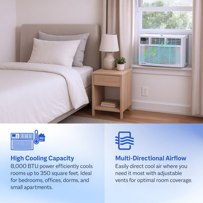 Cool-Living 8,000 BTU Window Mount Room Air Conditioner with Installation Kit - VMInnovations