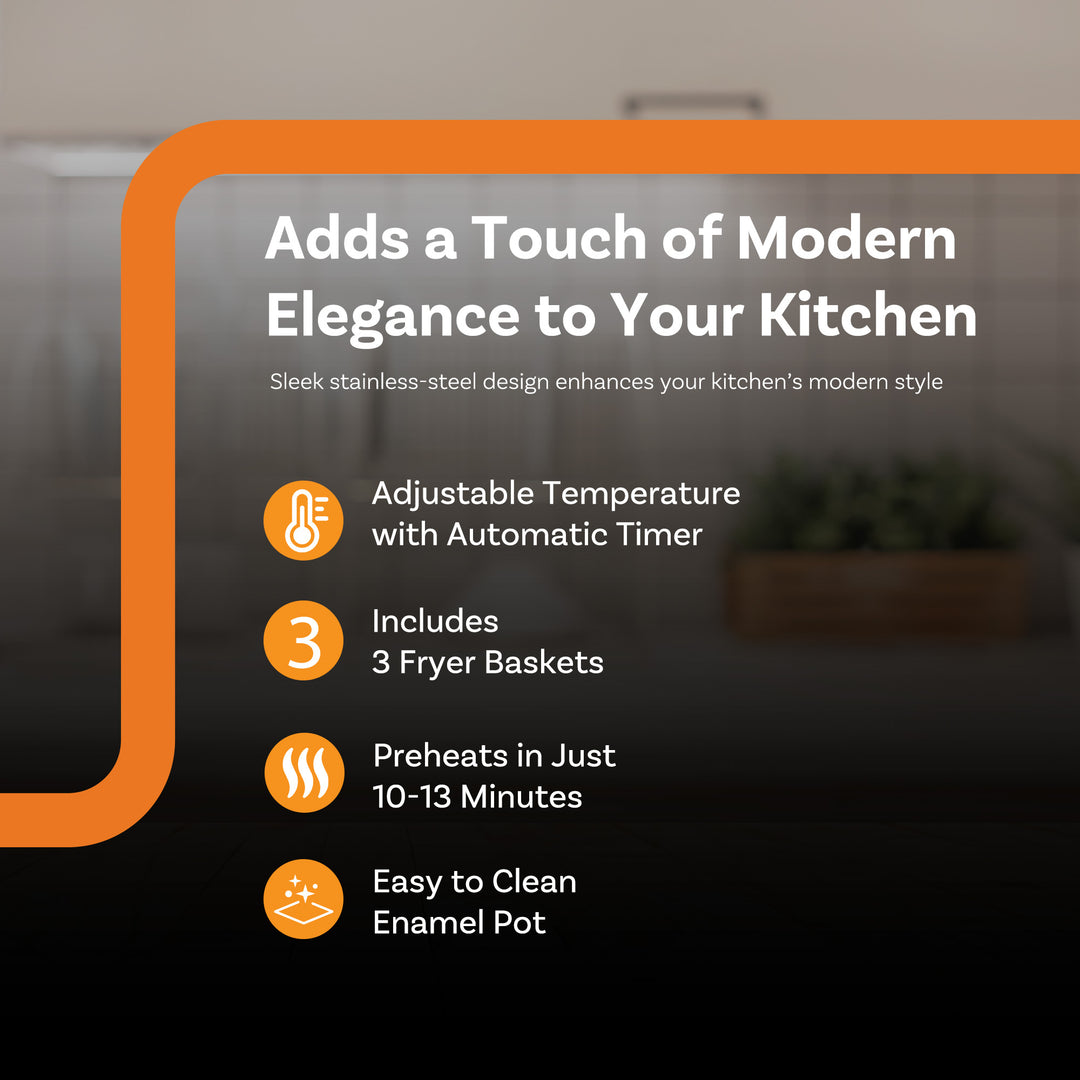 Complete Cuisine 4 Liter Electric Deep Fryer with 3 Fryer Baskets, Lid & Filter - VMInnovations