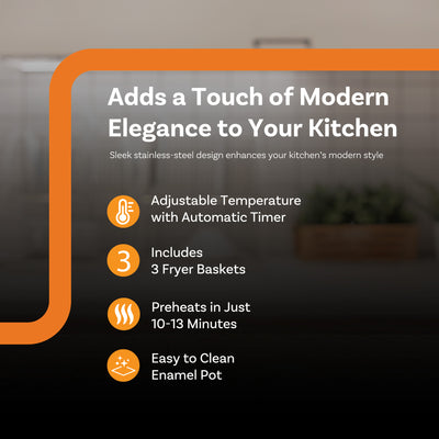 Complete Cuisine 4 Liter Electric Deep Fryer with 3 Fryer Baskets, Lid & Filter - VMInnovations