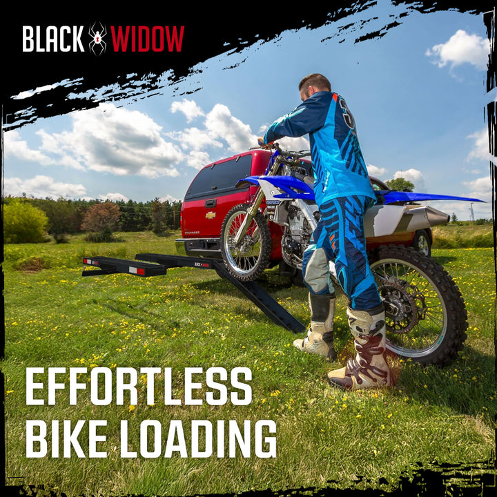 Black Widow Pro Double Dirt Bike Carrier with Ramp for 2" Hitch, 600 lb Capacity