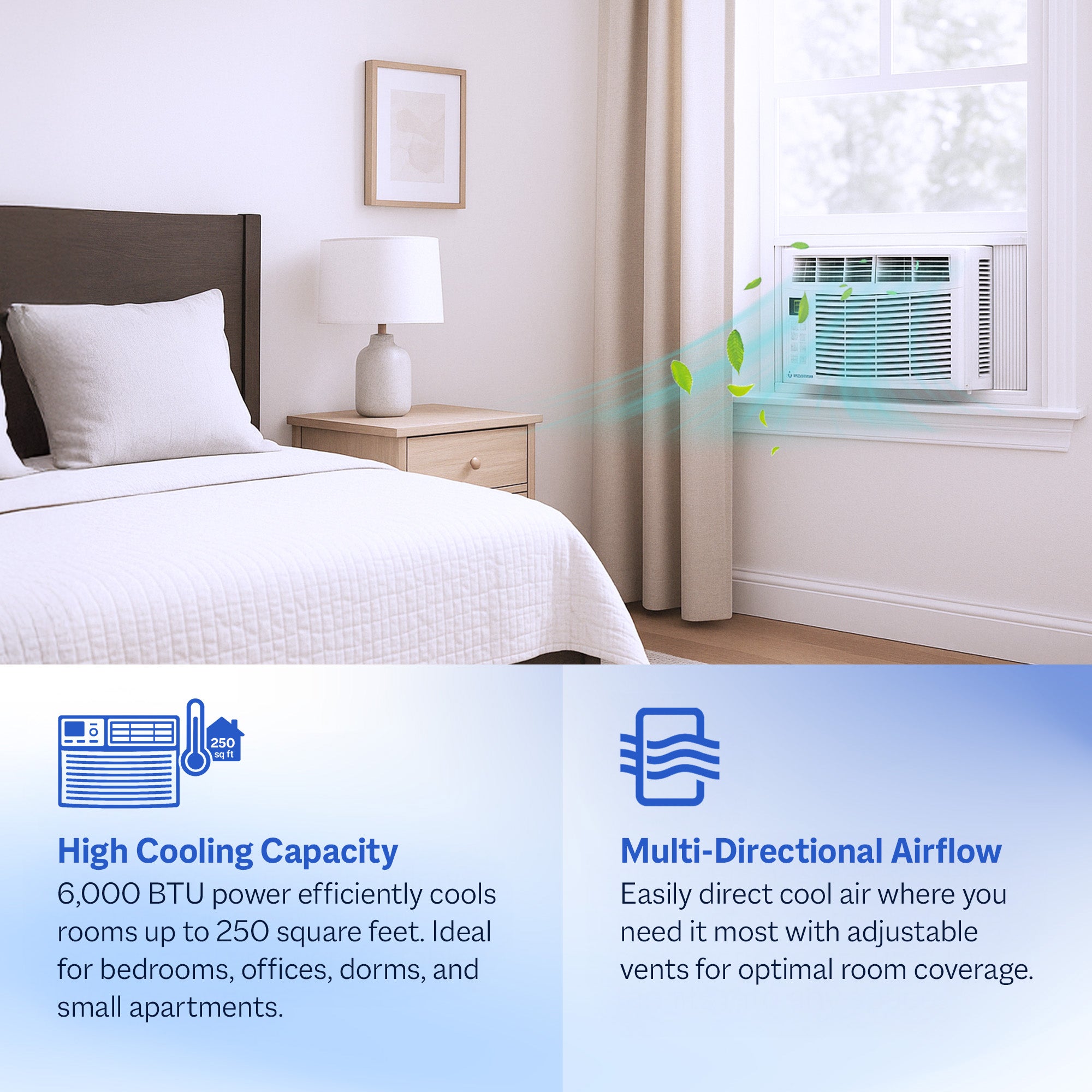 Cool-Living 6,000 BTU Window Mount Room Air Conditioner with Installation Kit