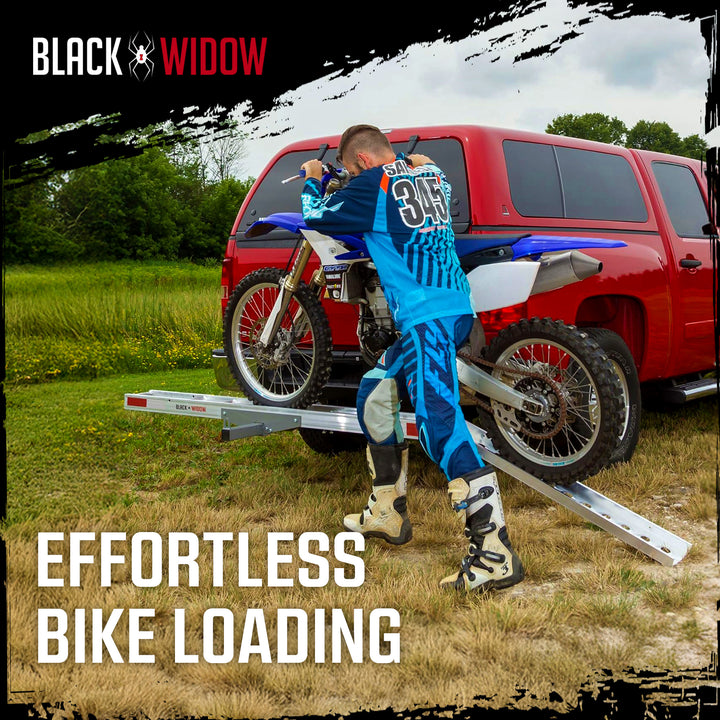 Black Widow Motorcycle Bike Carrier with Ramp for 2" Hitch, 400 Pound Capacity