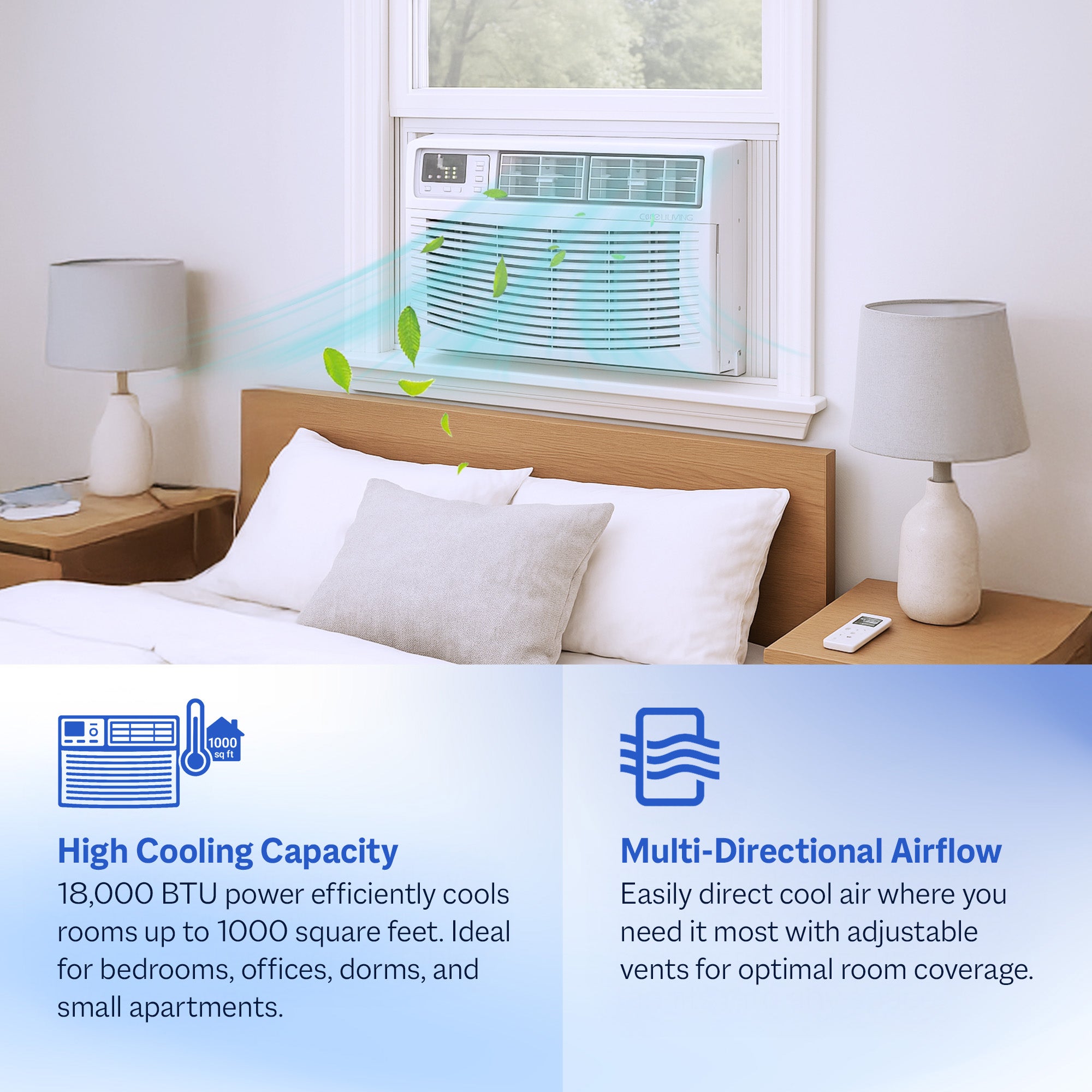 Cool-Living 18,000 BTU Window Mount Room Air Conditioner with Installation Kit