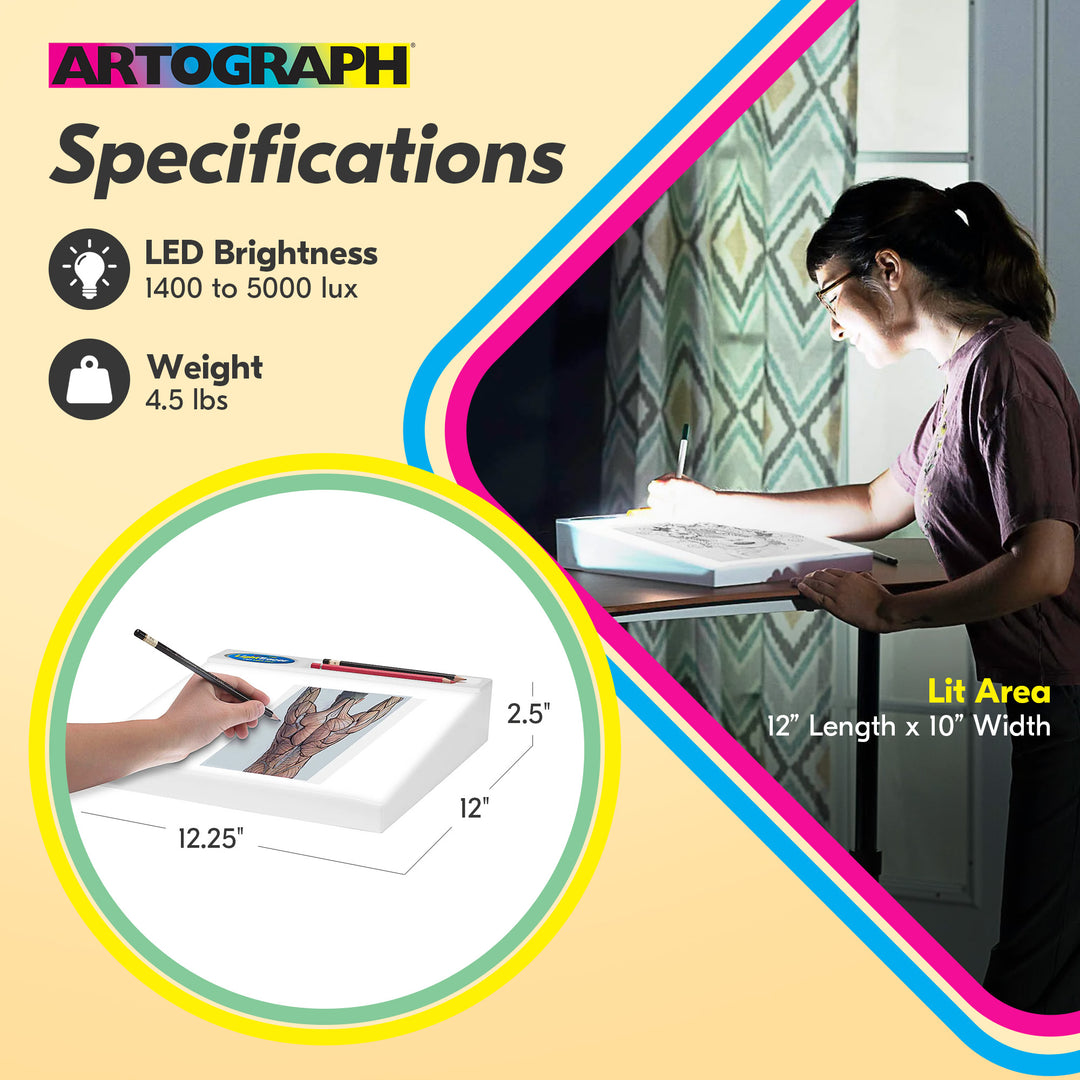 Artograph LED Lightbox, 12" x 10" Drawing Board w/Storage Tray (Open Box)