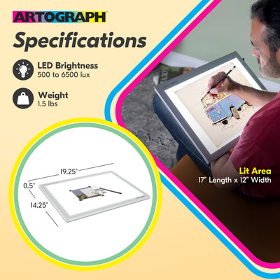 Artograph LightPad 12x17 Inch Adjustable Brightness Art Tracing Light Box (Used)