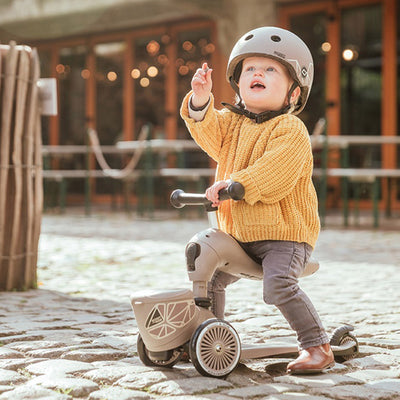 Scoot & Ride 2-in-1 Kids Scooter with Basket, Highwaykick 1 Lifestyle, Brown - VMInnovations