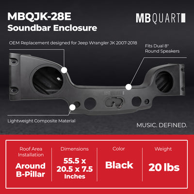 MB Quart Rear Overhead Soundbar Enclosure for 2007-2018 Jeep Wrangler JK