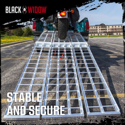 Black Widow 10’ Aluminum Folding Motorcycle Ramp, Arched 3pc Design (Open Box)