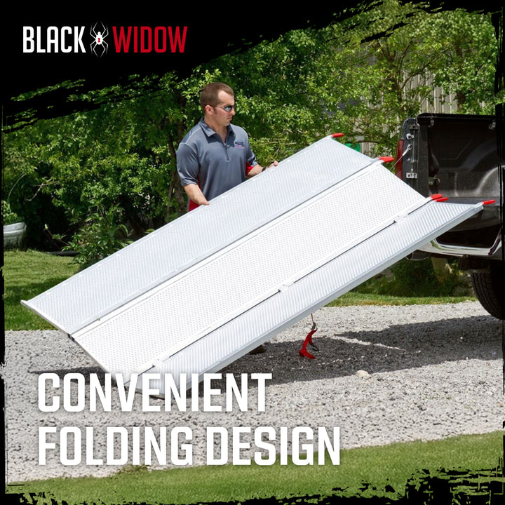 Black Widow 7’ 10” Punch Plate Wide ATV Ramp, 1500Lbs Capacity, Silver(Open Box)