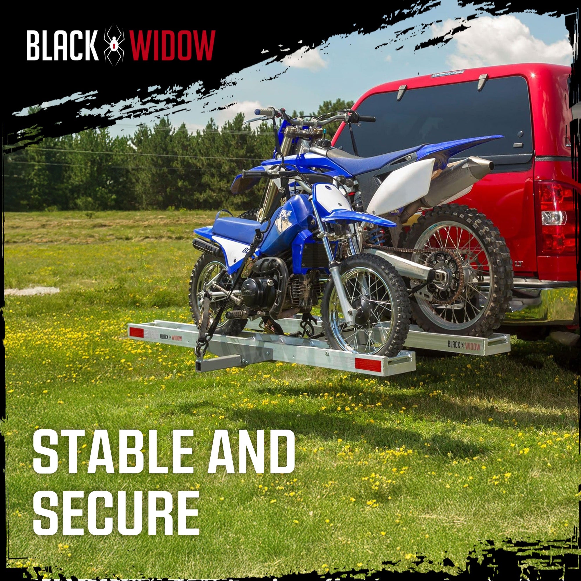Black Widow Two Motorcycle Carrier w/Ramp for 2" Hitch, 600lb Capacity(Open Box)