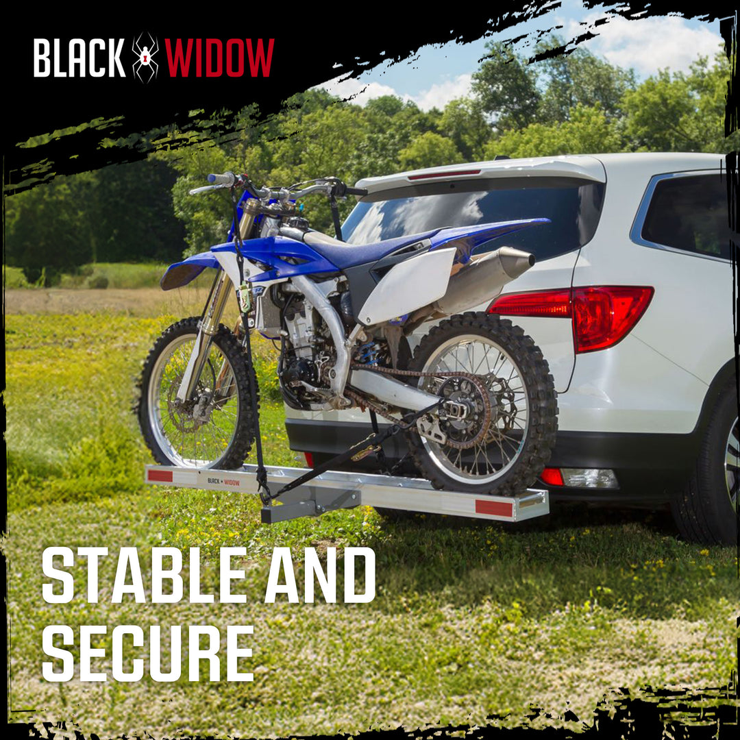 Black Widow Motorcycle Bike Carrier with Ramp for 2" Hitch, 400 Pound Capacity