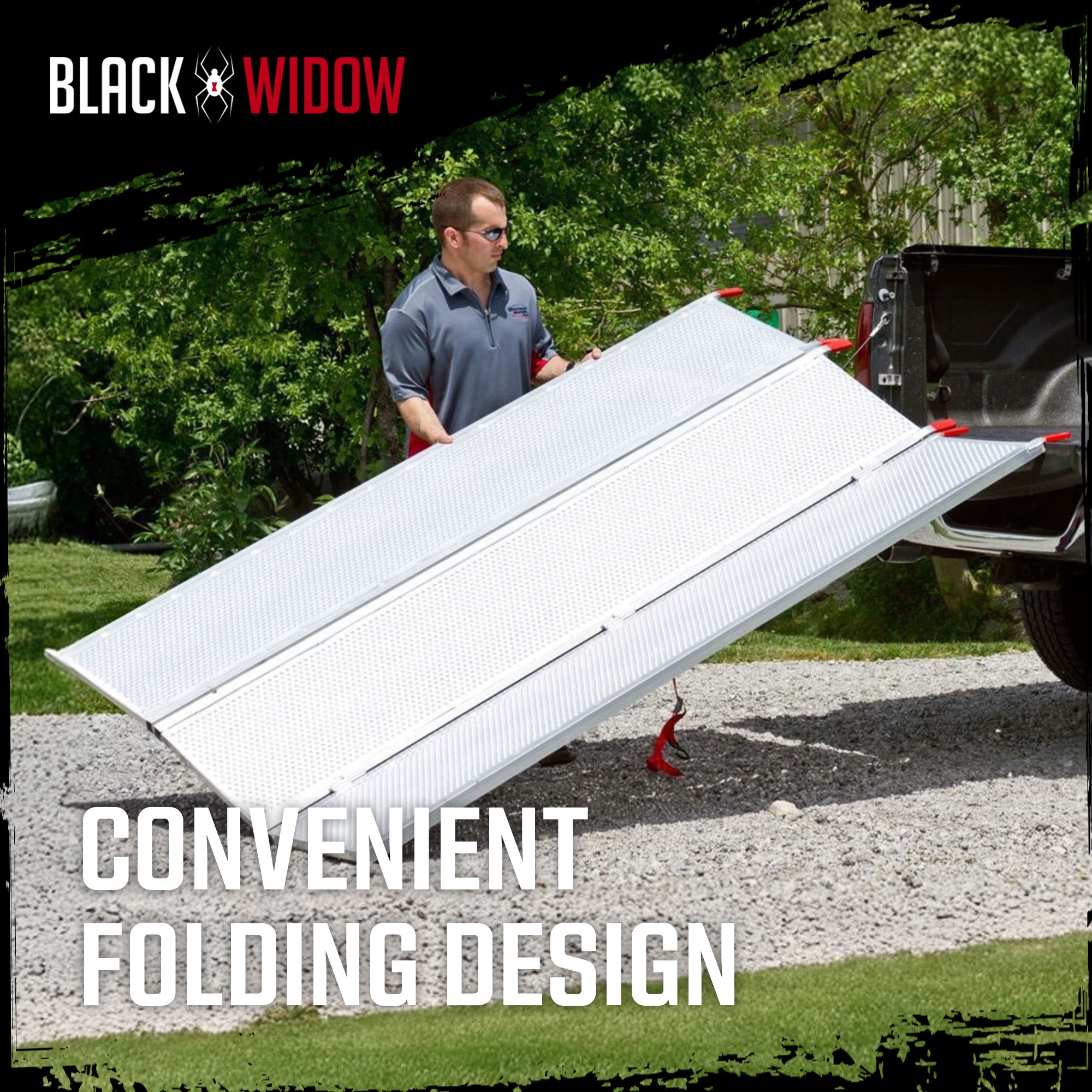 Black Widow 7’ 10” Punch Plate Aluminum Wide ATV Ramp, 1500 Lbs Capacity, Silver