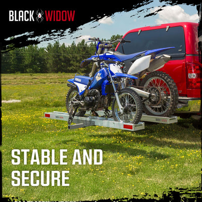Black Widow Double Motorcycle Carrier with Ramp for 2" Hitch, 600 Pound Capacity