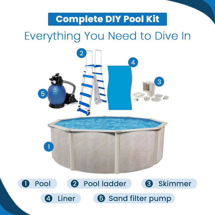 Aquarian Phoenix 18ft x 52in Above Ground Pool w/ Filter, Ladder, Liner, Skimmer - VMInnovations