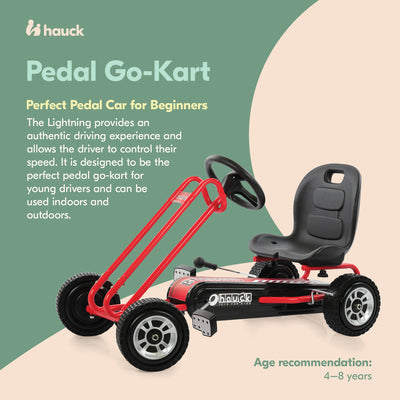 hauck Lightning Ergonomic Pedal Ride On Go Kart Toy for Boys & Girls, Red (Used) - VMInnovations