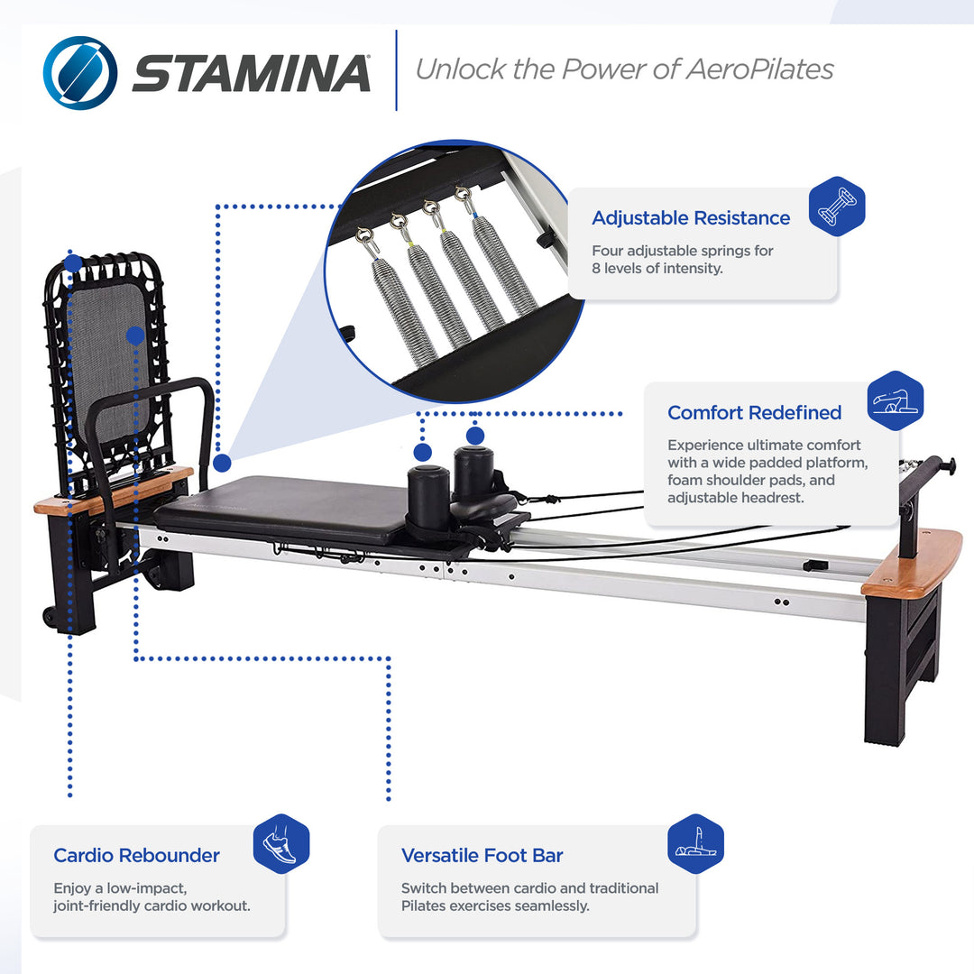 Stamina AeroPilates Pro Reformer Resistance System with Form Cardio Rebounder