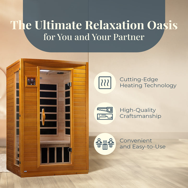 Golden Designs Andora 2 Person Low EMF 6 Heating Panel Infrared Sauna(For Parts)
