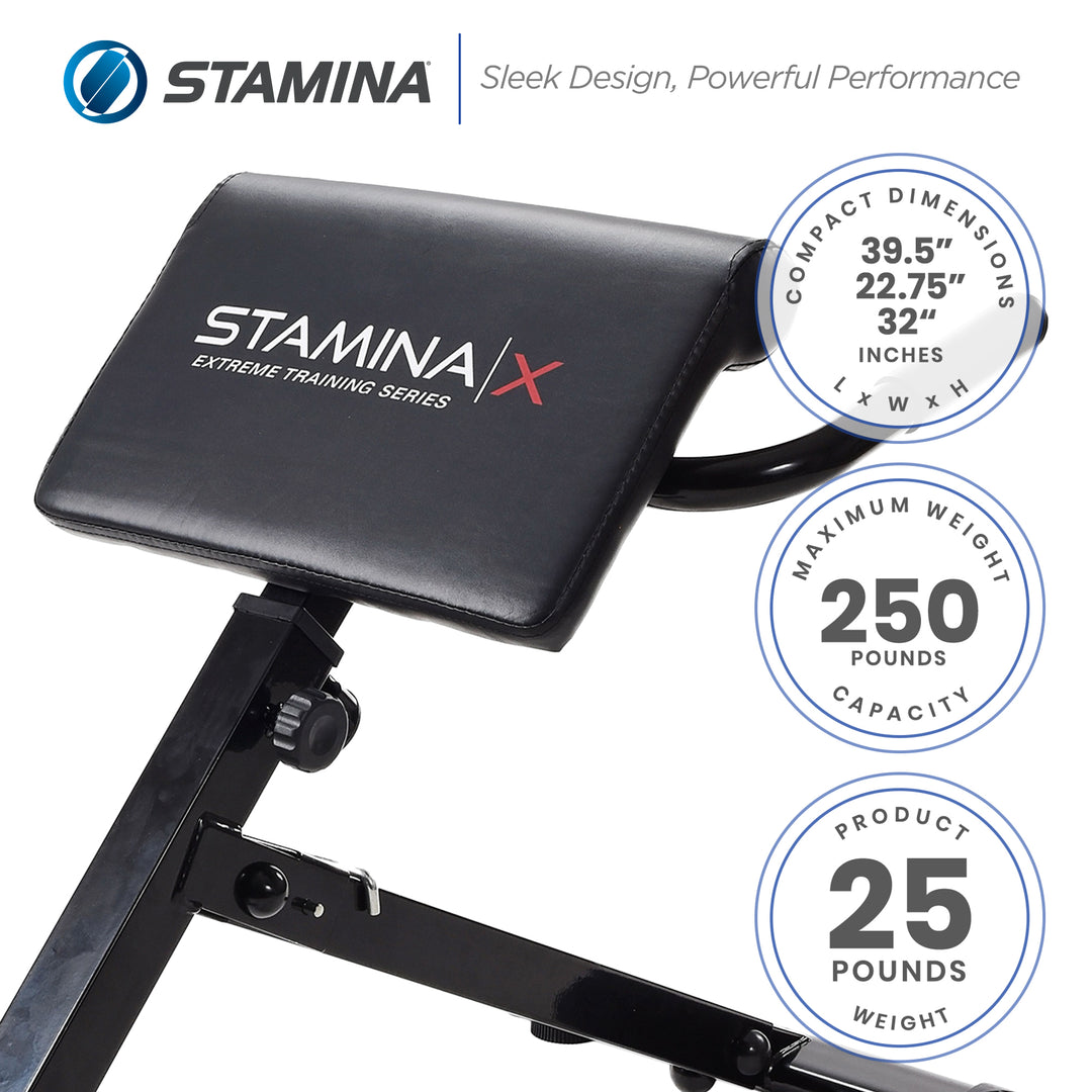 Stamina X Adjustable Ab Back Core Strength Hyperextension Bench (Open Box)