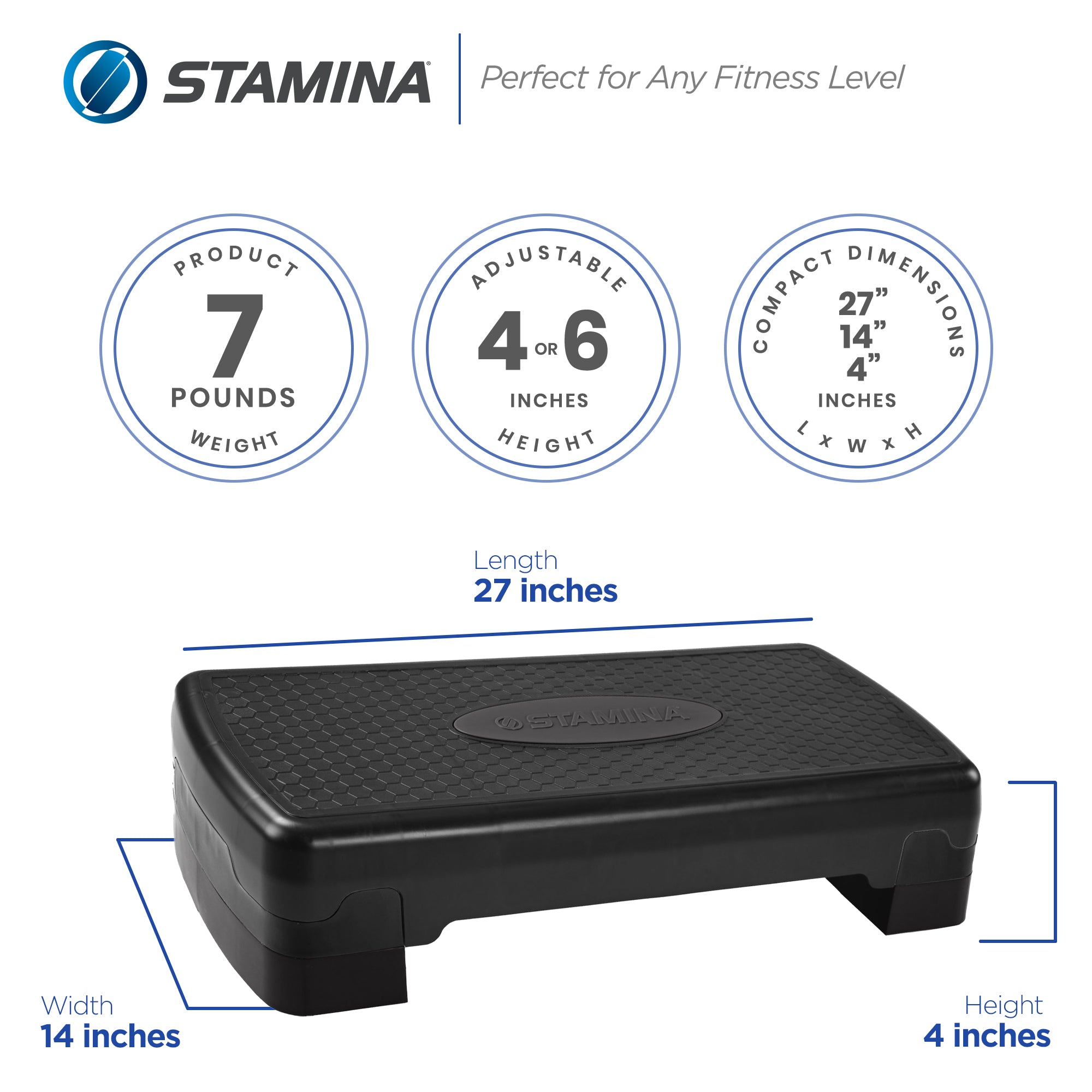 Stamina Aerobic Step w/Portable & Lightweight Construction for Fitness(Open Box) - VMInnovations