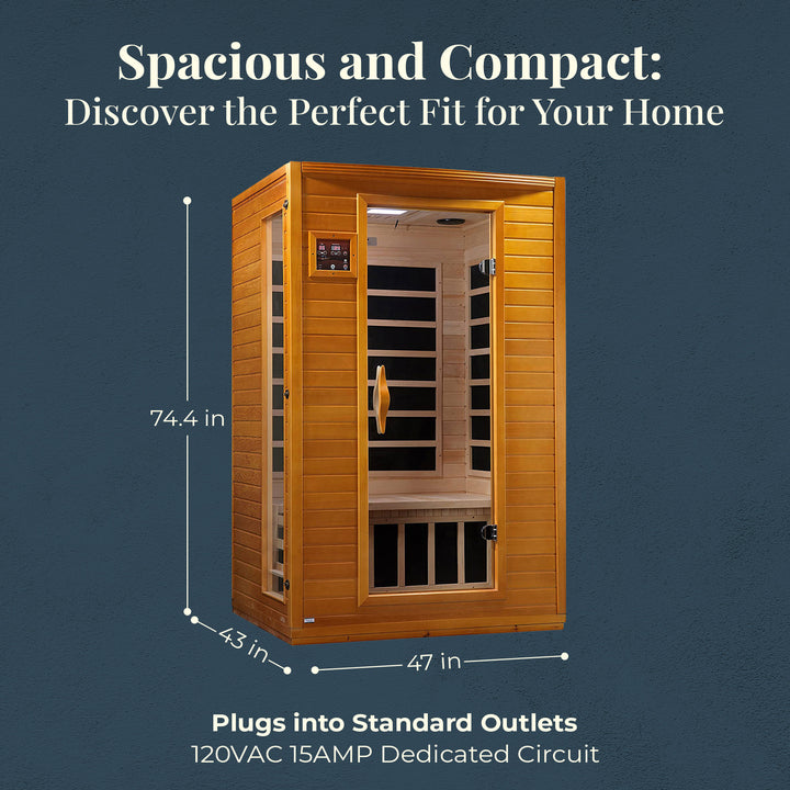 Golden Designs Andora 2 Person Low EMF 6 Heating Panel Infrared Sauna(For Parts)