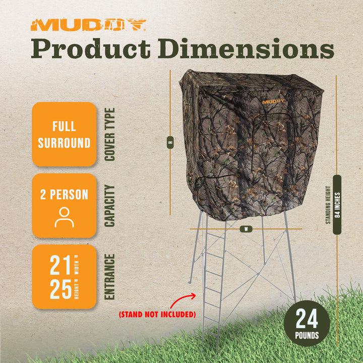 Muddy Steel 7' Tall Quad Pod Hunting Blind Cover, Camouflage, Stand Not Included