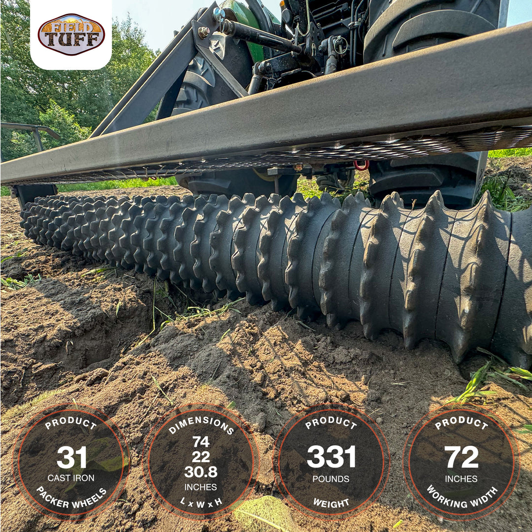 Field Tuff 5 Feet 3 Point Cultipacker, Cast Iron Wheels, 60 Inch Working Width - VMInnovations