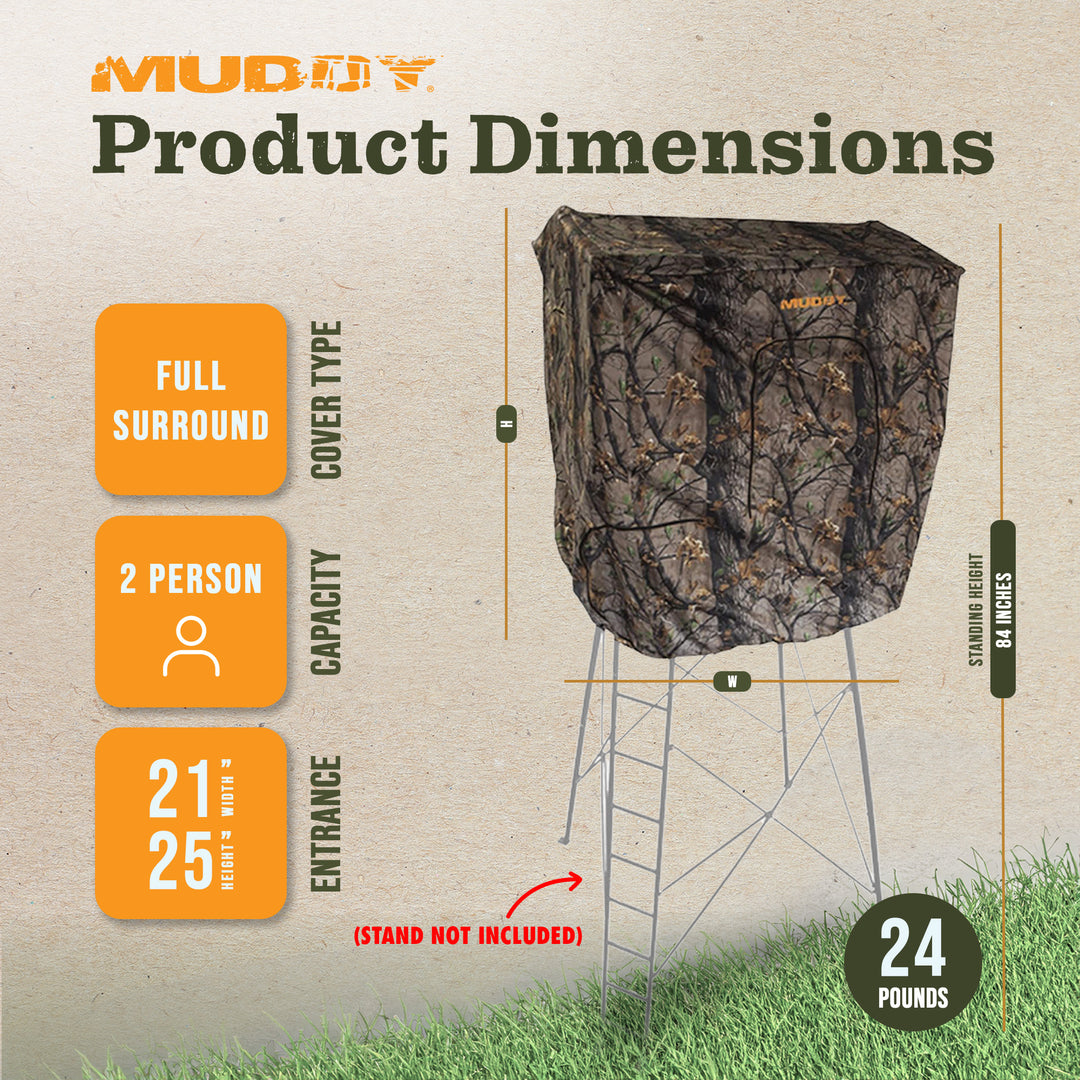 Muddy Steel 7 Ft Quad Pod Blind Kit Roof Enclosure w/ 4 Zippered Windows (Used)