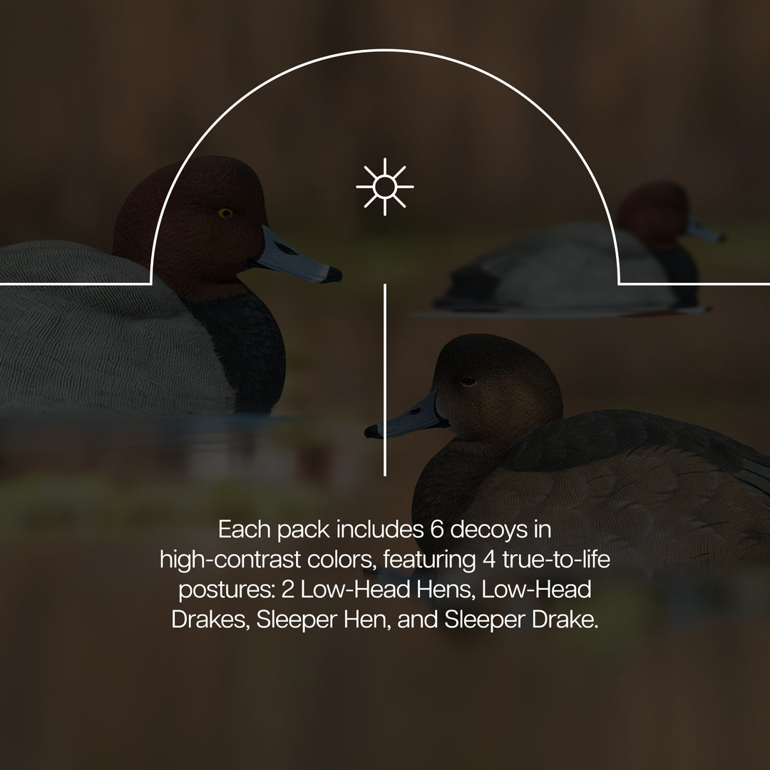 Avian X Redheads Realistic Decoys w/Weight Forward Swim Keel, Set of 6(Open Box)