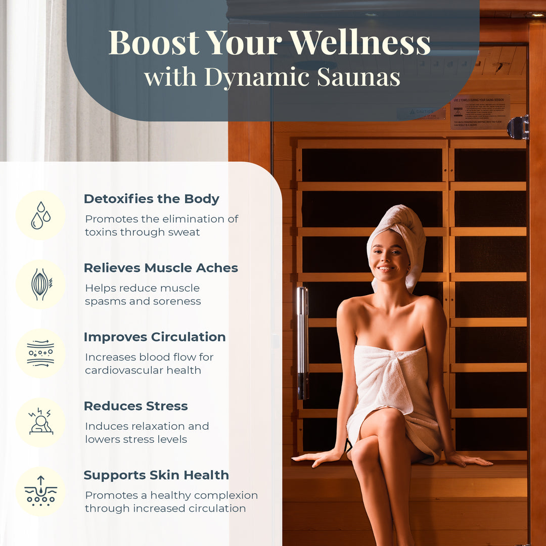 Dynamic Saunas Venice 2-Person Low EMF FAR Infrared Sauna, Canadian Hemlock Wood