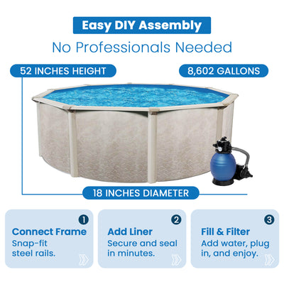 Aquarian Phoenix 18ft x 52in Above Ground Pool w/ Filter, Ladder, Liner, Skimmer - VMInnovations