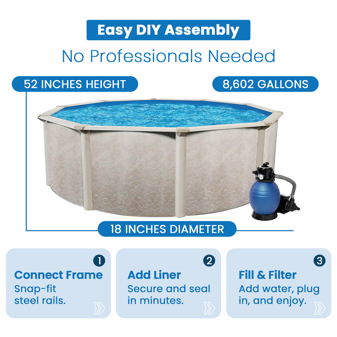 Aquarian Phoenix 18ft x 52in Above Ground Pool w/ Filter, Ladder, Liner, Skimmer - VMInnovations