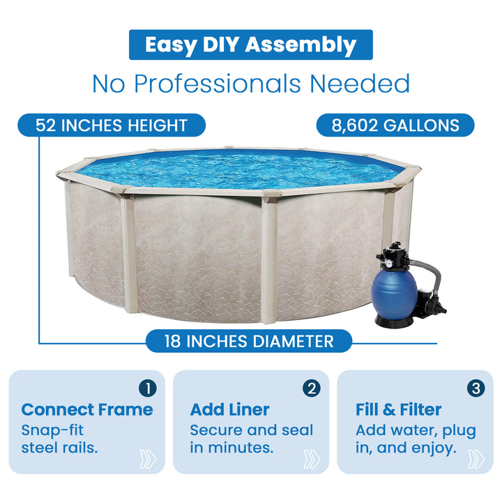 Aquarian Phoenix 18ft x 52in Above Ground Pool w/ Filter, Ladder, Liner, Skimmer - VMInnovations